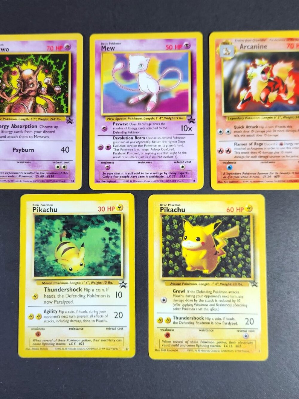Pokemon Cards Black Star Promo Lot Pikachu Mewtwo Mew Arcanine WOTC Wizards Lot